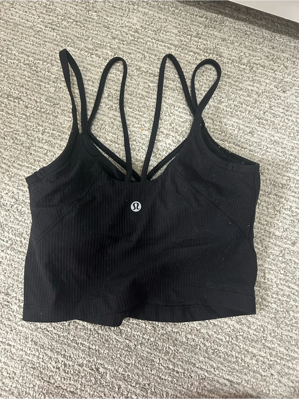 lululemon athletica Black Ribbed Strappy Crop Tank size 2